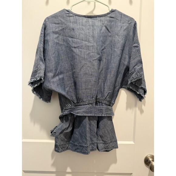 Trina Turk Modernism Milo Chambray Belted Kimono Top In Indigo Sz Medium - Picture 5 of 6